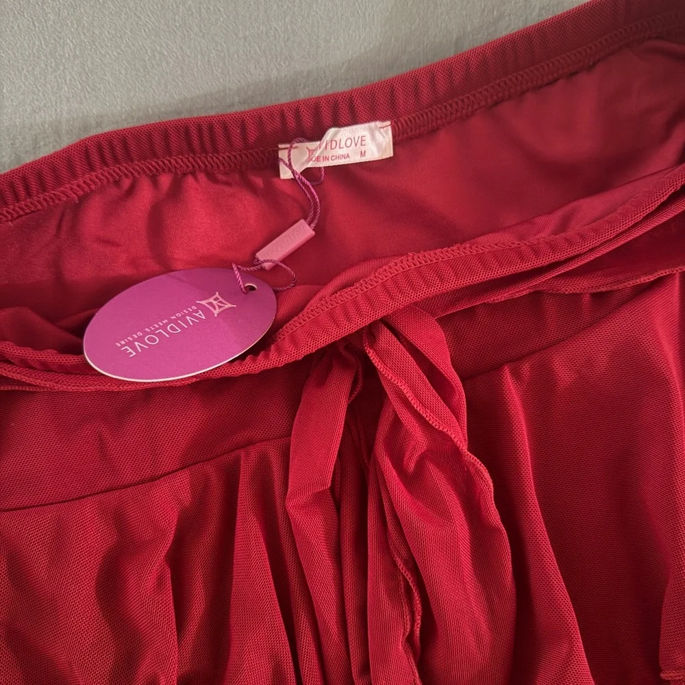 Red Ruffle Skirt - Picture 2 of 5